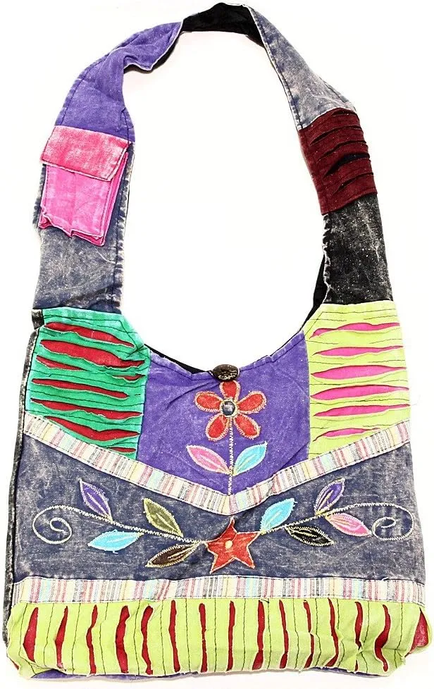 Bohemian Hippie Crossbody Shoulder Bag Sling Slouch Hobo Cotton Handmade Variety Patterns