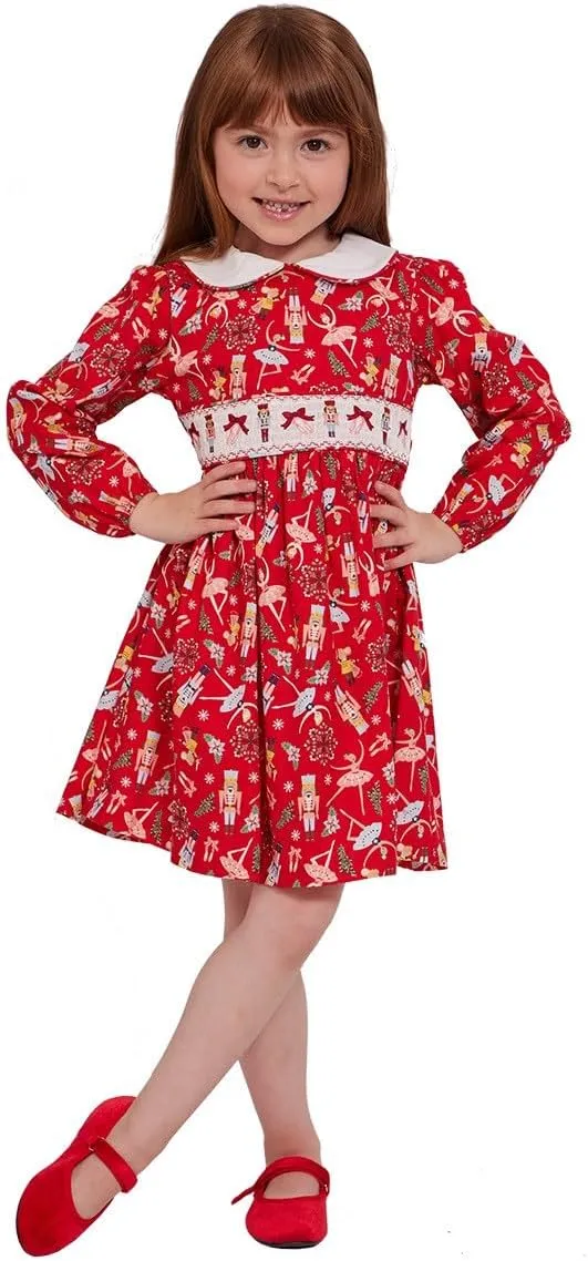 Bonnie Jean Christmas Dress - Red Nutcracker Ballet Holiday Dress for Baby, Toddler and Little Girls