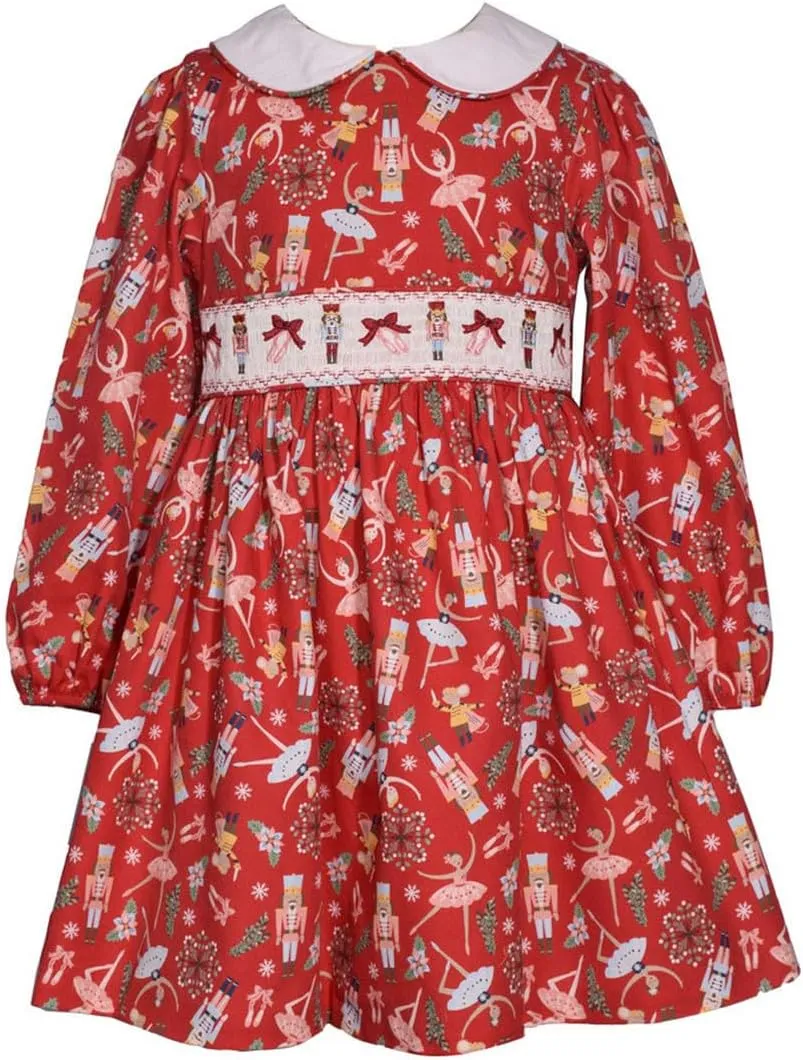 Bonnie Jean Christmas Dress - Red Nutcracker Ballet Holiday Dress for Baby, Toddler and Little Girls