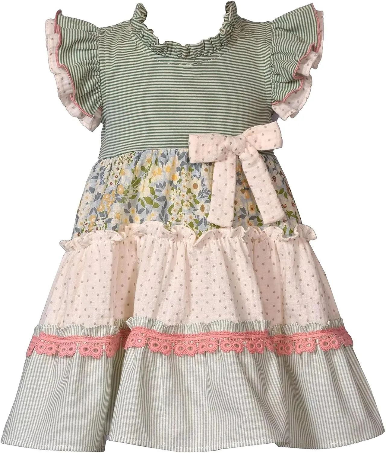 Bonnie Jean Girls 3M-6X Mixed Print Tiered Casual Dress
