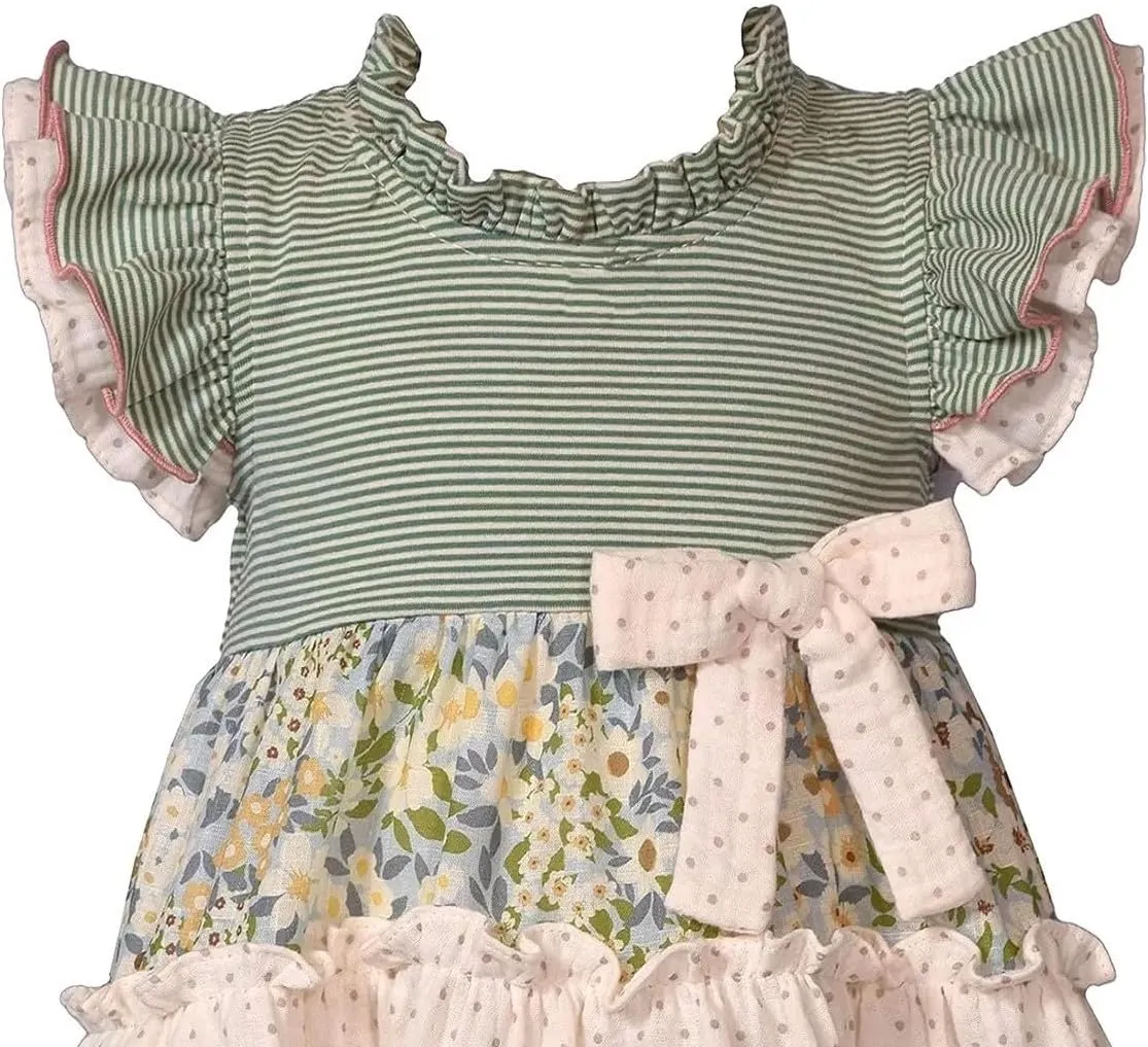 Bonnie Jean Girls 3M-6X Mixed Print Tiered Casual Dress