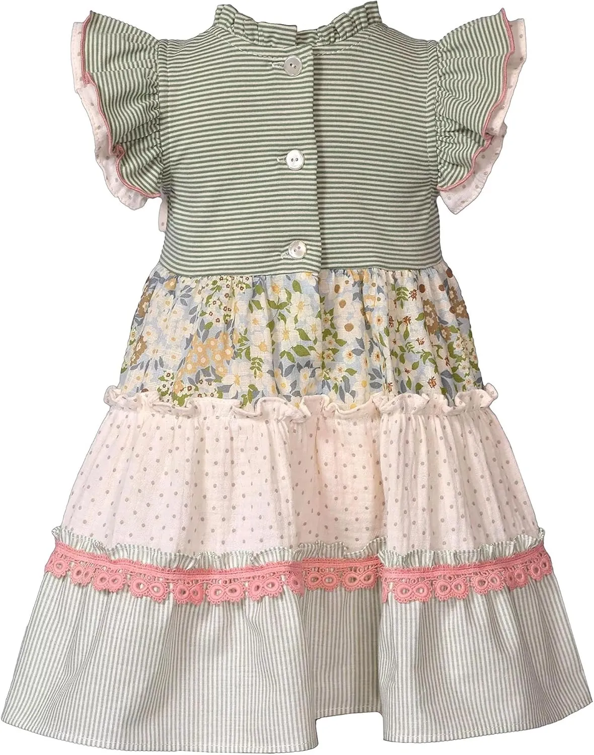 Bonnie Jean Girls 3M-6X Mixed Print Tiered Casual Dress