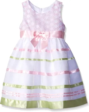 Bonnie Jean Girls' Embroidered Circle Ribbon Dress