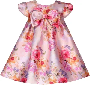 Bonnie Jean Girls Size 12M-16 Floral Mikado Bow Special Occasion Dress