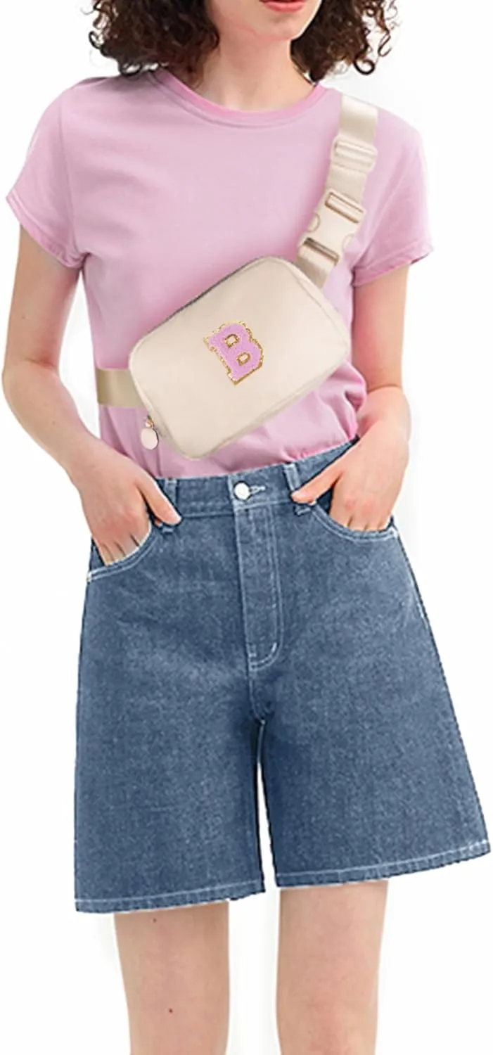 Bridesmaid Gifts Wedding Day - Bridesmaid Proposal Gift,Bridal Shower Gifts,Maid of Honor Gifts,Bachelorette Party Decorations Favors,Initial Belt Bag Crossbody Bag Fanny Pack | Cream,B