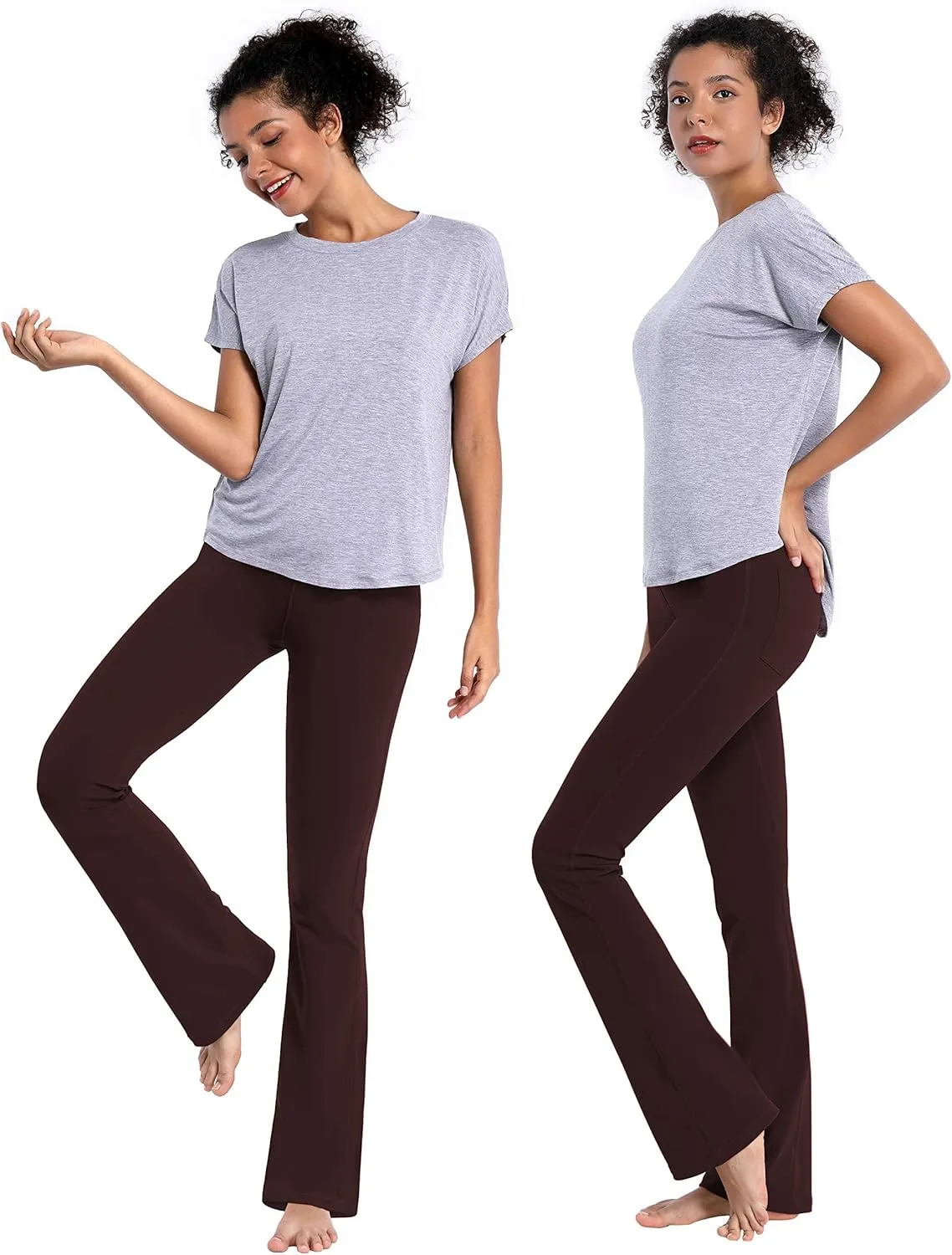BUBBLELIME 29"/31"/33"/35" 3 Styles Women's Bootcut Yoga Pants Basic/Back Pockets High Waist Workout Tummy Control Flare