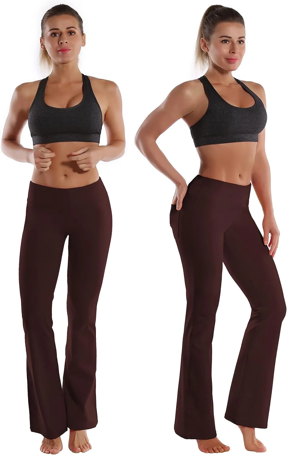 BUBBLELIME 29"/31"/33"/35" 3 Styles Women's Bootcut Yoga Pants Basic/Back Pockets High Waist Workout Tummy Control Flare