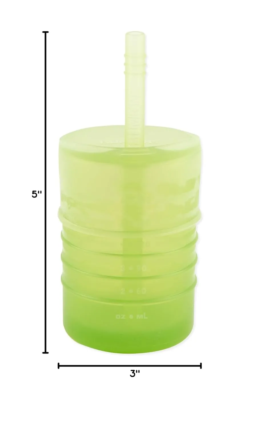 Bumkins Baby and Toddler Cups, Sippy Cup with Straw, Spill Proof, Transition Cup for Babies Age 1 Year, Safely Sip from Lid or Straw, First Year Supplies, Platinum Silicone, Holds 7oz, Sage Green