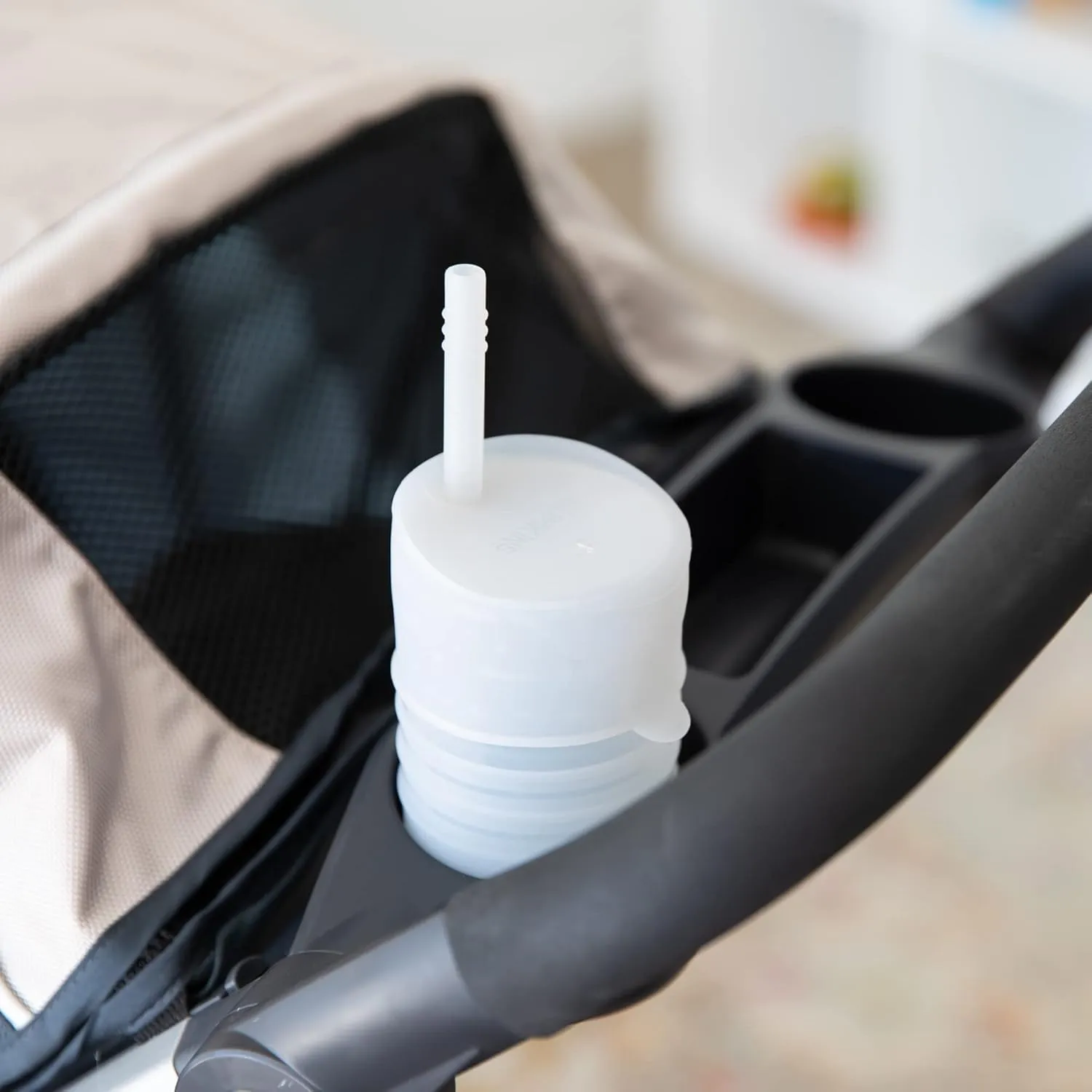 Bumkins Baby and Toddler Cups, Sippy Cup with Straw, Spill Proof, Transition Cup for Babies Ages 1 Year, Safely Sip from Lid, Straw or Cup, First Year Supplies, Platinum Silicone, Holds 7oz, Gray