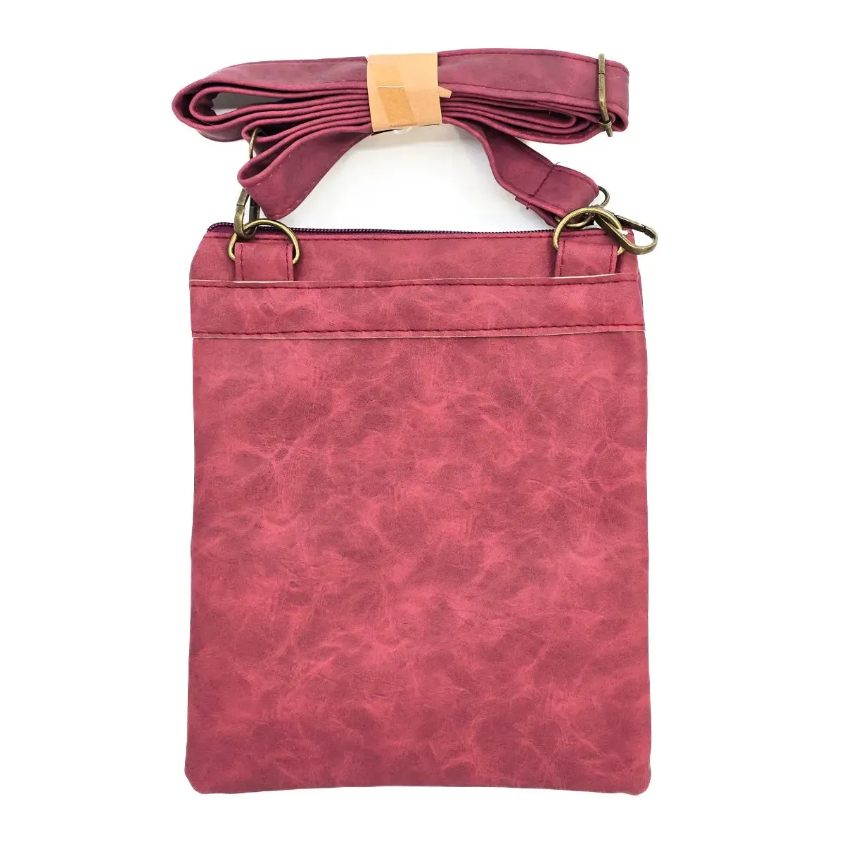 Burgundy Three Zip Suede Travel Bag