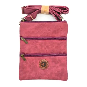 Burgundy Three Zip Suede Travel Bag