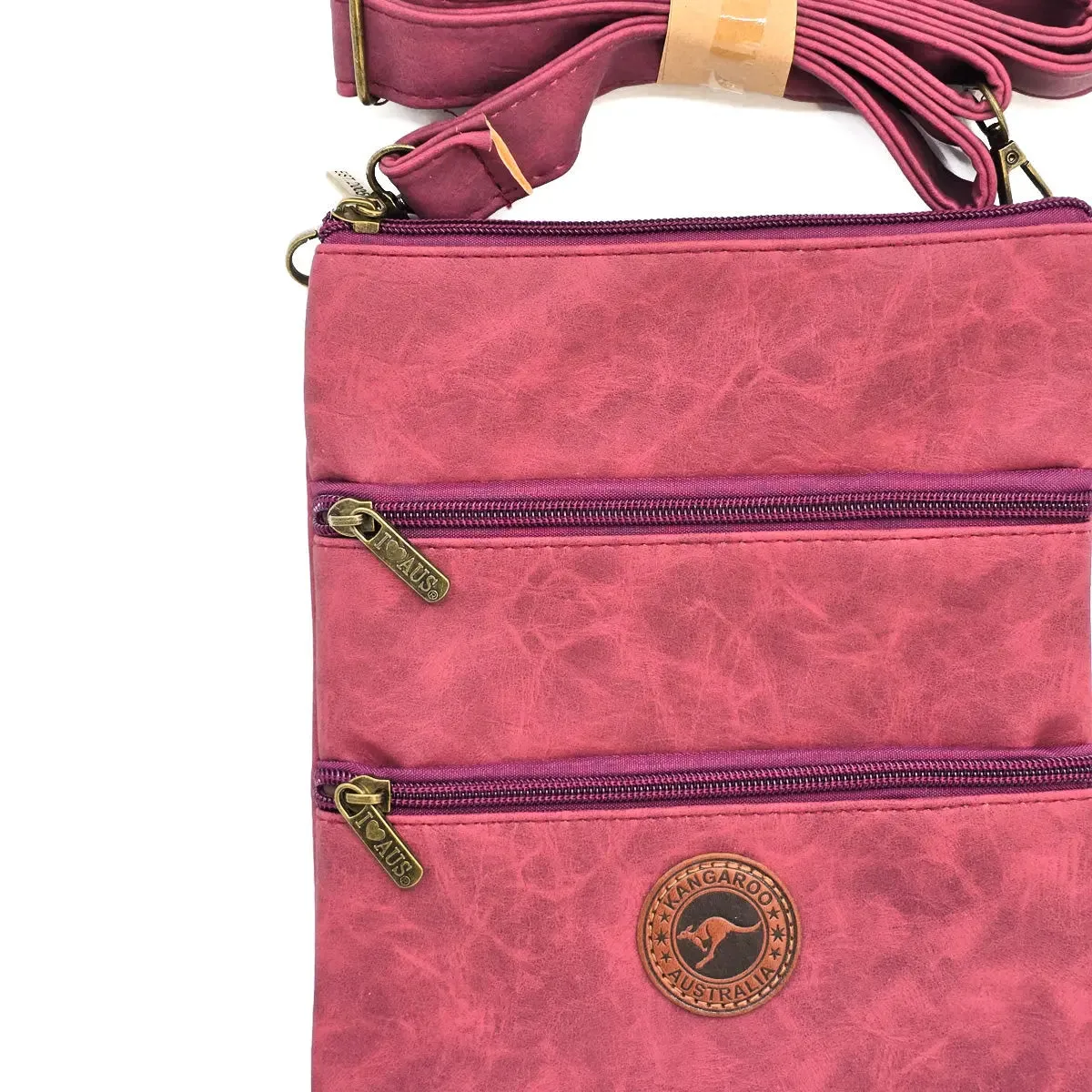 Burgundy Three Zip Suede Travel Bag