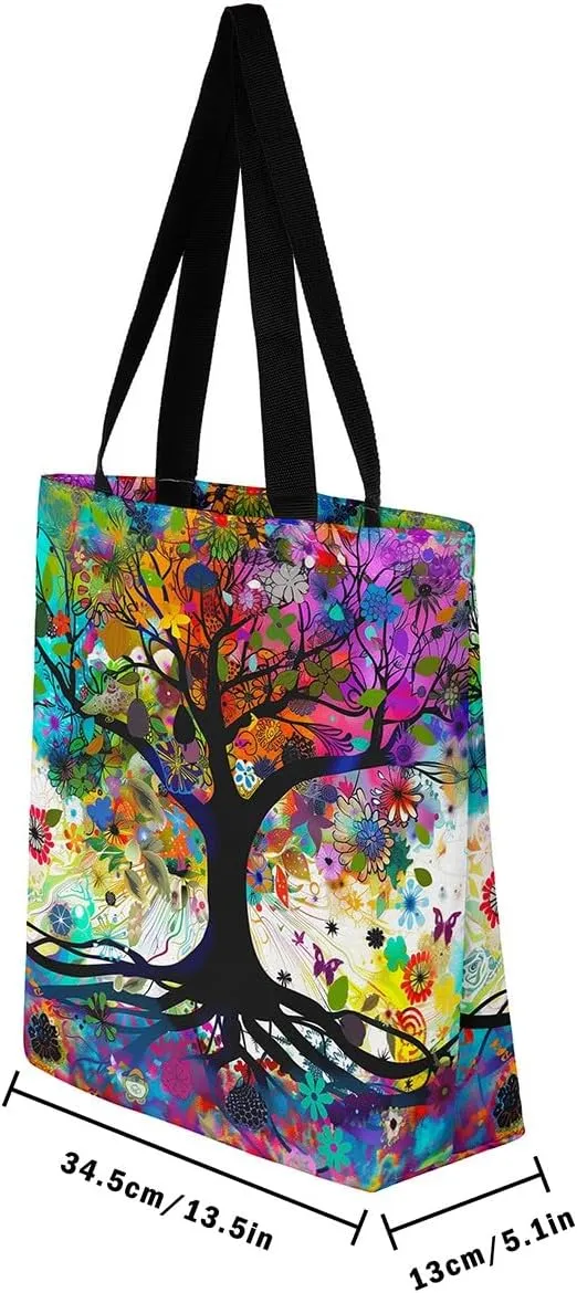 Butterfly Canvas Tote Bag,Blue Galaxy Shopping Canvas Bags