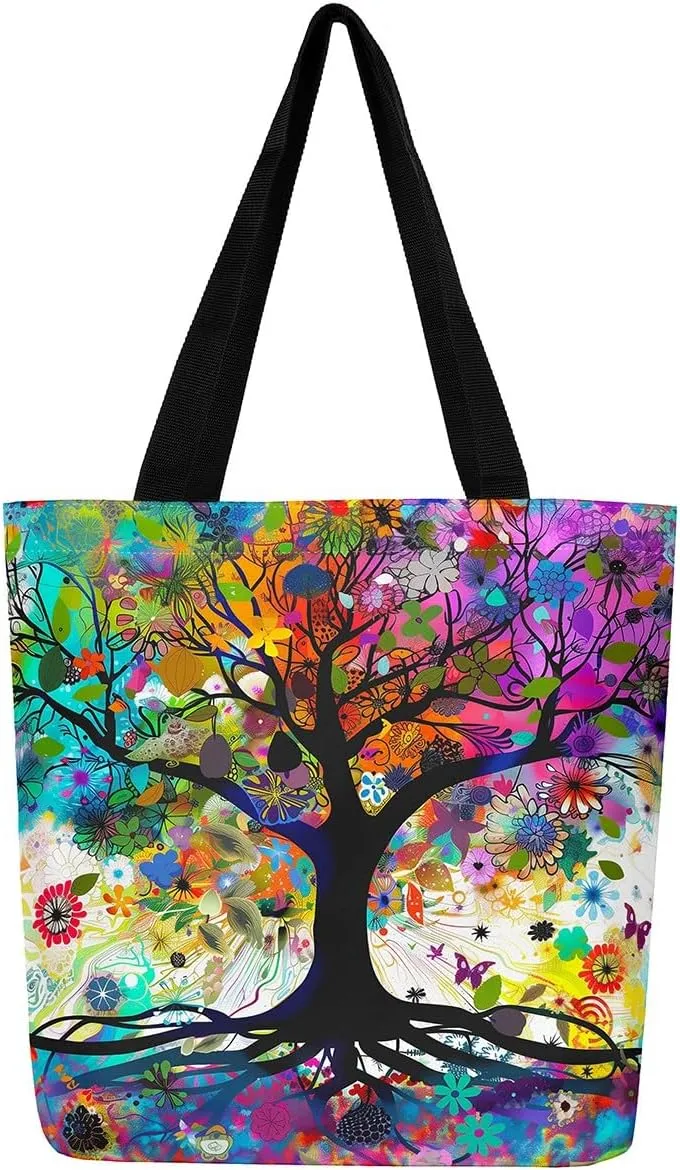 Butterfly Canvas Tote Bag,Blue Galaxy Shopping Canvas Bags