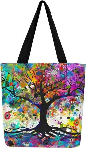 Butterfly Canvas Tote Bag,Blue Galaxy Shopping Canvas Bags