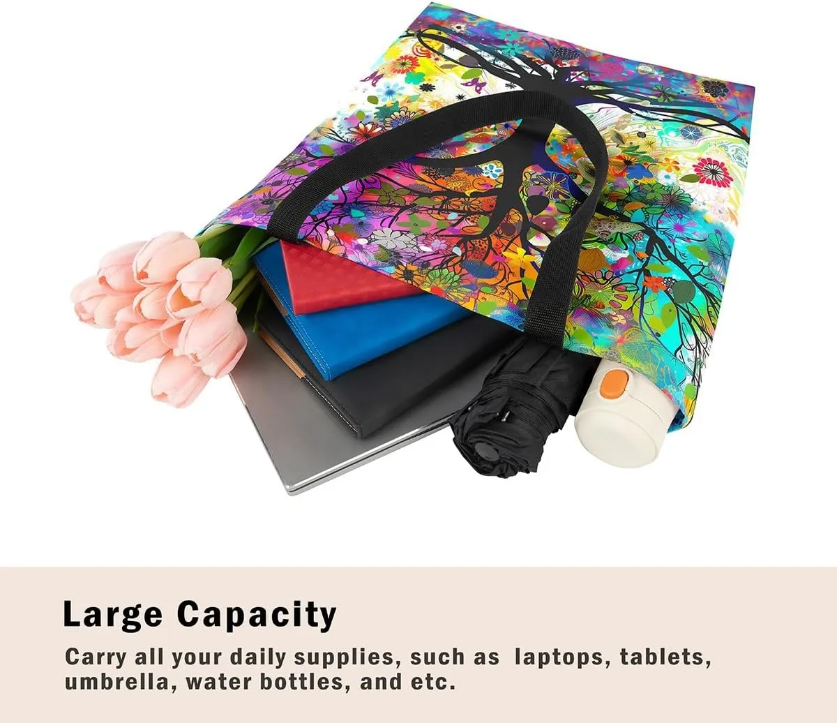 Butterfly Canvas Tote Bag,Blue Galaxy Shopping Canvas Bags