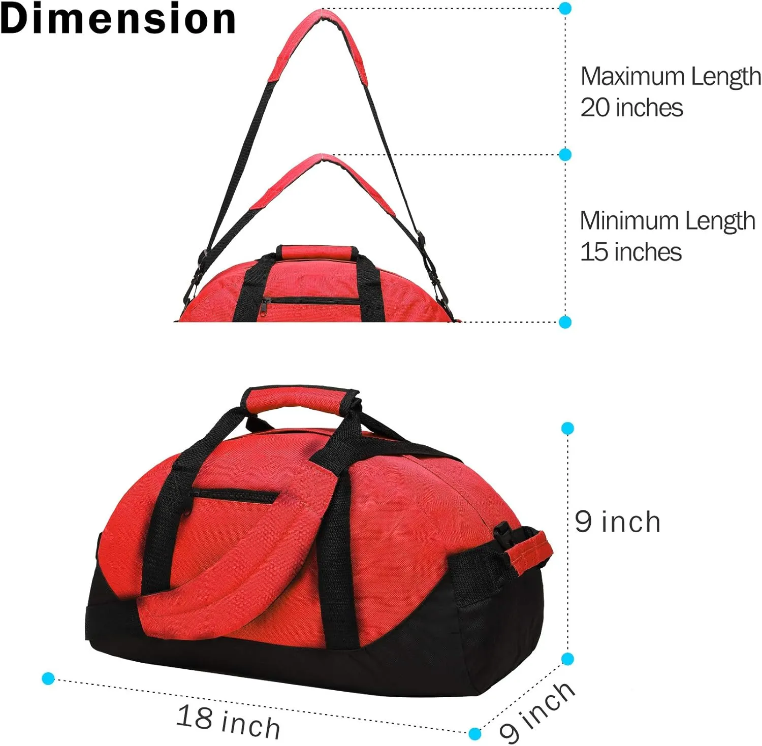 BuyAgain Duffle Bag, 18" Travel Carry On Sport Duffel Gym Bag with Top Handle For men Or Women