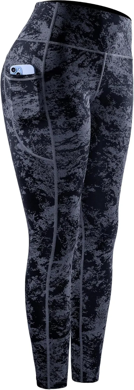 CADMUS Nylon Thick High Waist Yoga Pants with Pockets, Tummy Control Workout Running Yoga Leggings for Women