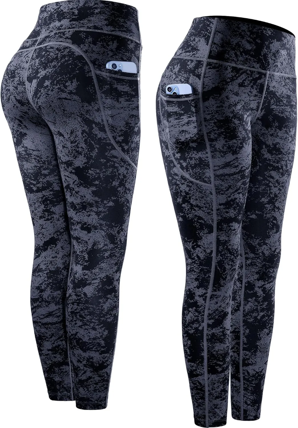 CADMUS Nylon Thick High Waist Yoga Pants with Pockets, Tummy Control Workout Running Yoga Leggings for Women