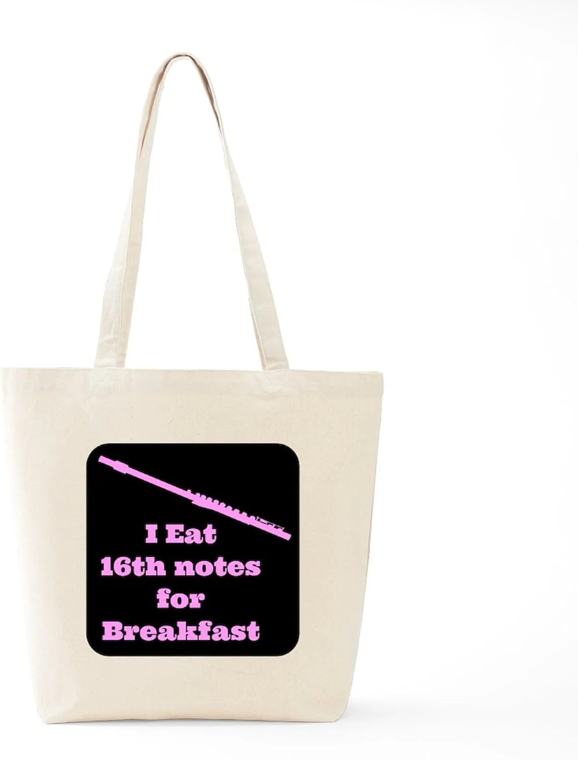 CafePress Flute I Eat 16Th Notes For Breakfast Tote Bag Natural Canvas Tote Bag, Reusable Shopping Bag