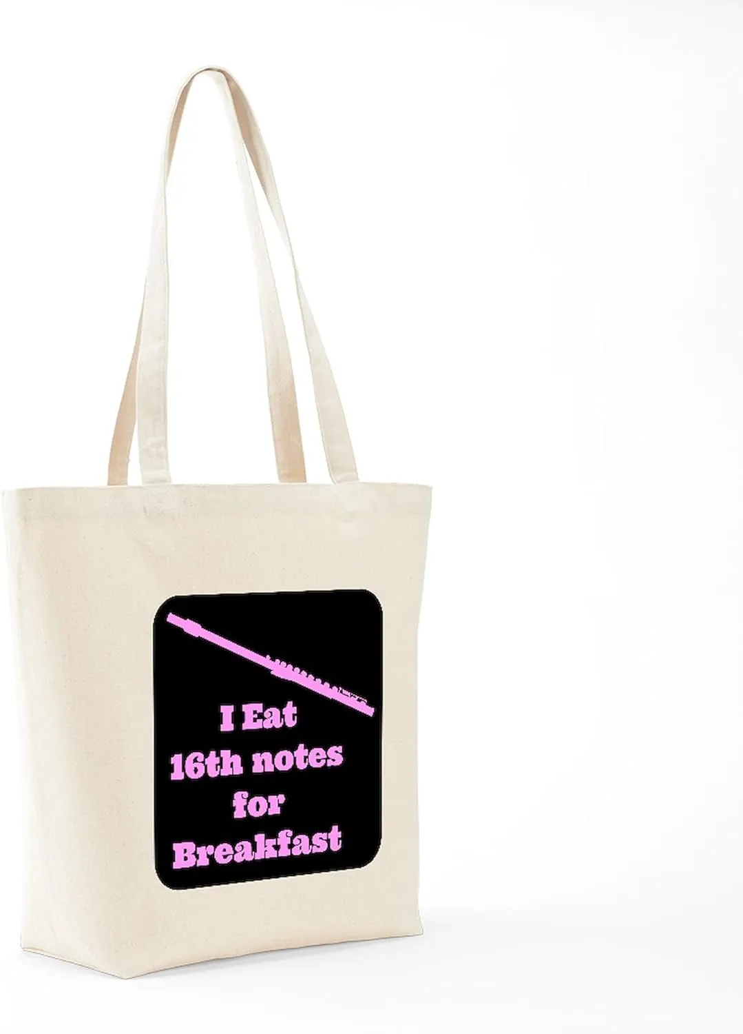 CafePress Flute I Eat 16Th Notes For Breakfast Tote Bag Natural Canvas Tote Bag, Reusable Shopping Bag