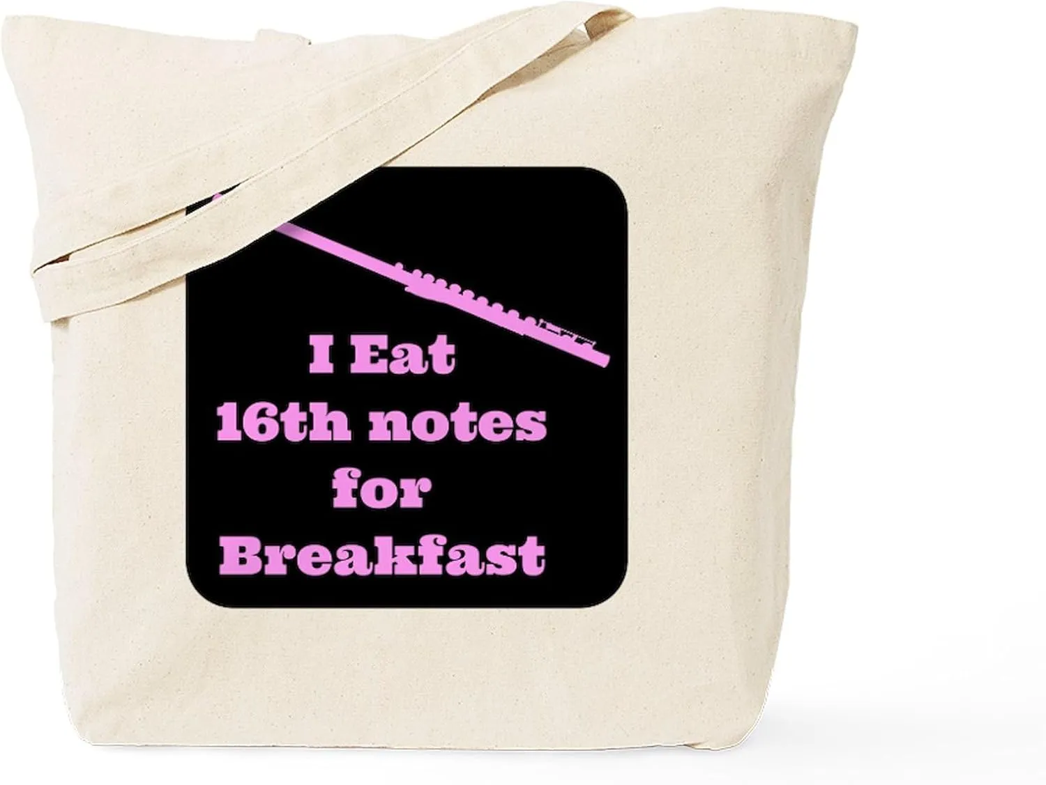 CafePress Flute I Eat 16Th Notes For Breakfast Tote Bag Natural Canvas Tote Bag, Reusable Shopping Bag