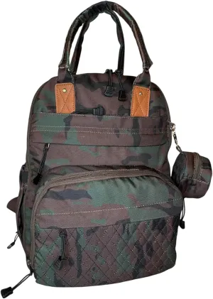 Camo Diaper Backpack - 1000 Denier Cordura Polyester Bag with Pacifier Pouch & Changing Pad - Comfortable Handle, Reinforced Padded Shoulder Straps - Easy-Glide Zippers Multiple Pockets Storage