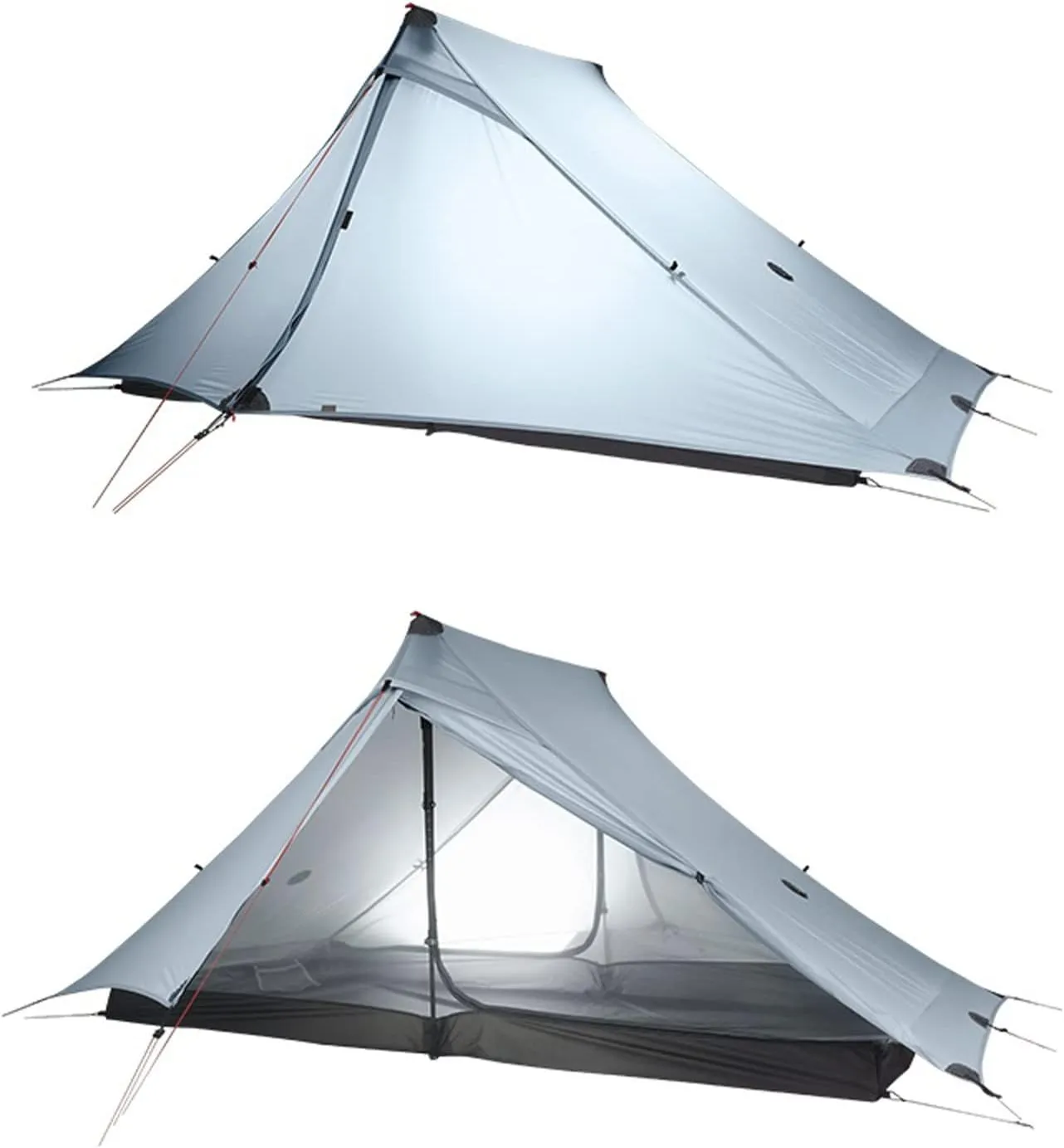 Camping Tents, 2 Person Outdoor Ultralight Camping Tent 3 Season Professional 20d Nylon Both Sides Silicon Tent (Color : Khaki 4 Season)