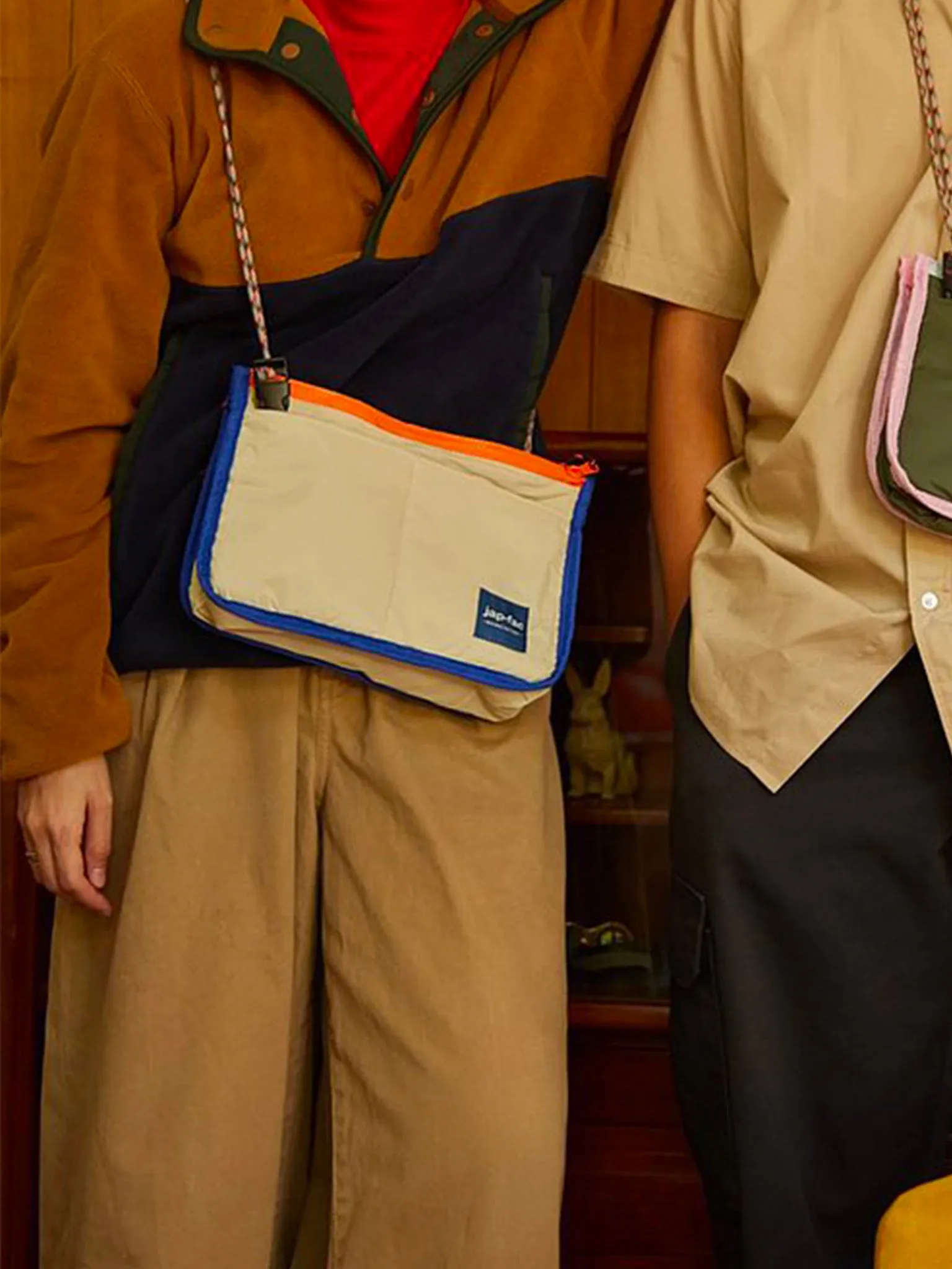 Candy Nylon Bag - Cream & Blue