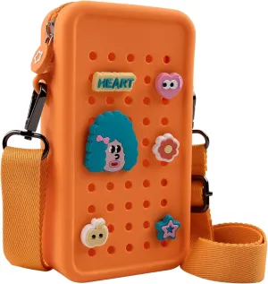 Candy Small Crossbody Bag with Wide Shoulder Strap and Larger Holes for Charms – Adjustable, Stylish, and Comfortable Everyday Bag (Orange)
