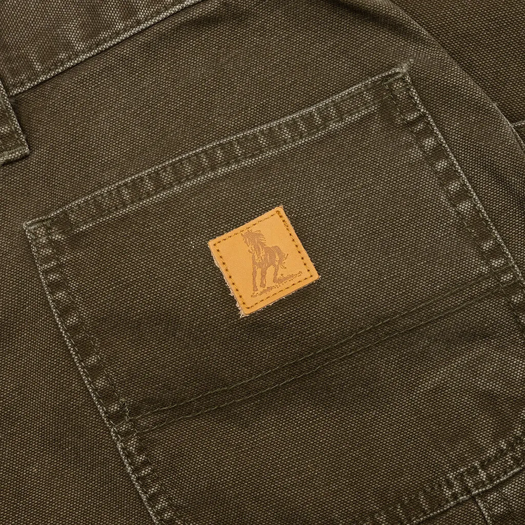 Canvas Double Knee Work Pant - Washed Moss Green