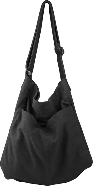 Canvas Hobo Crossbody Shoulder Tote Bag for Women and Men W/Multi-pocket Casual Purse Messenger Bags Travel Work