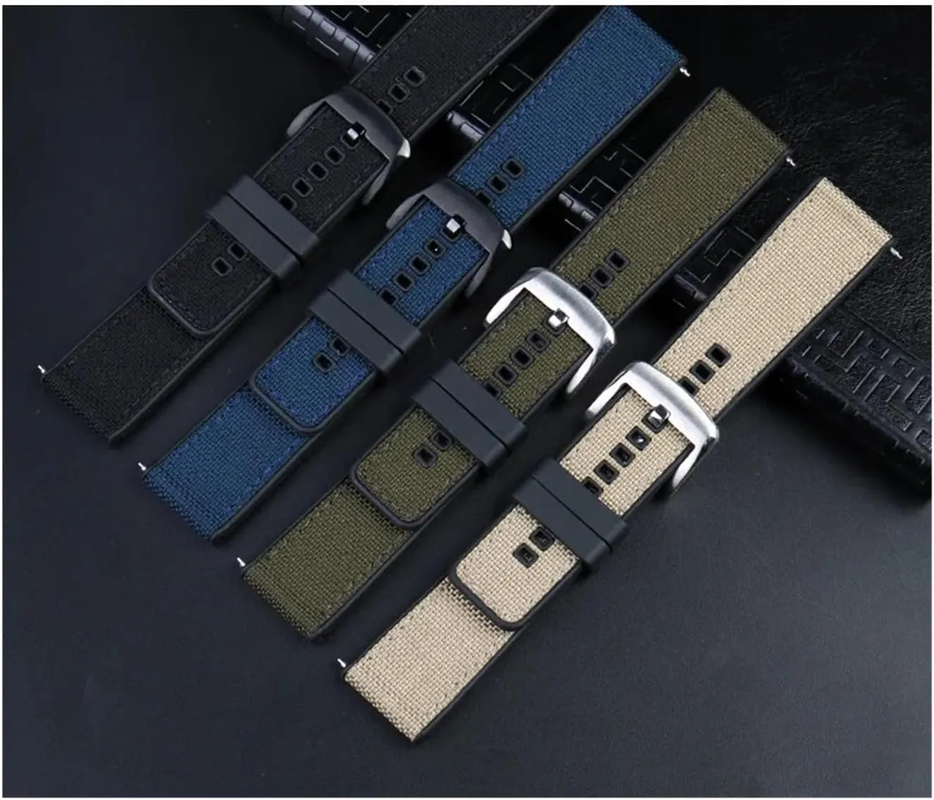 Canvas Nylon Rubber Strap 20mm 22mm 24mm Waterproof Watchband Quick Release Men Replacement Bracelet Band Watch Accessories