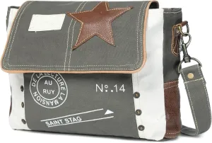 Canvas Shoulder Bag for Women | Star Messenger Bag with Multi Pockets, Star Crossbody Bag, Stylish and Functional (Star Grey)