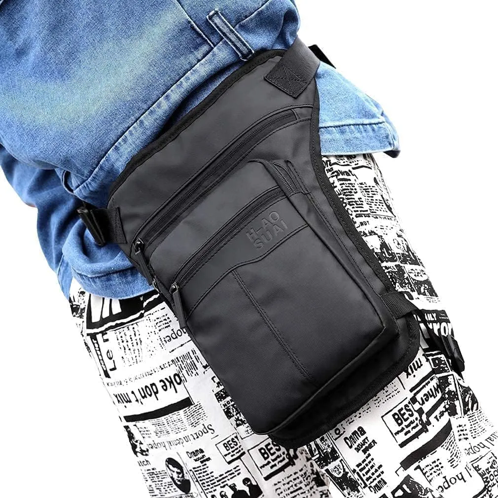 Canvas Tactical Military Waist Pack Pouch Outdoor Drop Leg Bag Waist Bag Fanny Packs Tactical Leg Bag Thigh Pouch Bag Crossbody Bag … 7-black*