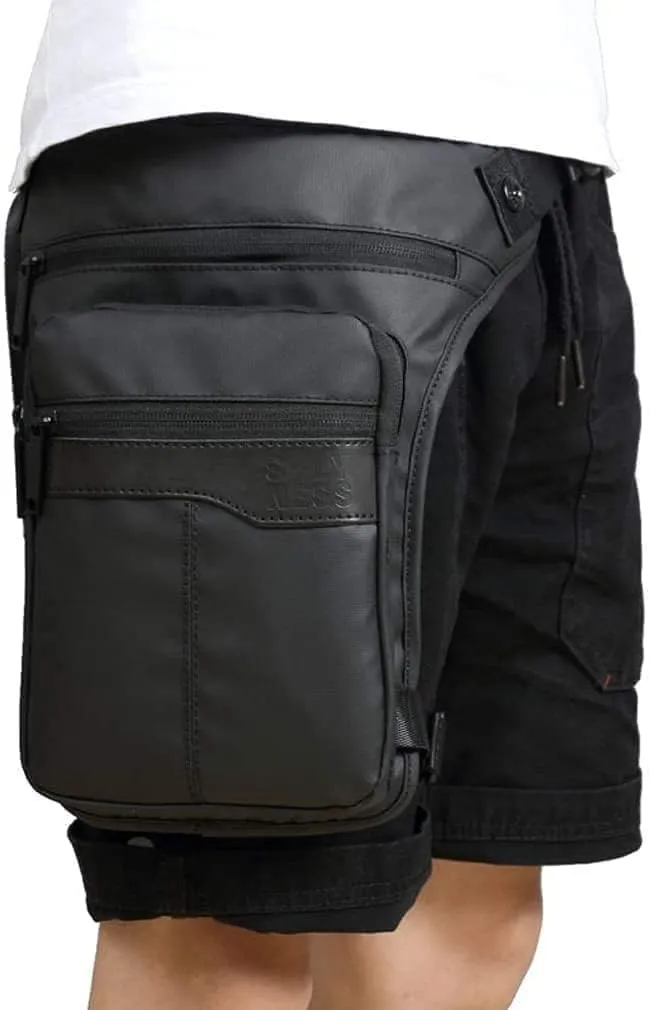 Canvas Tactical Military Waist Pack Pouch Outdoor Drop Leg Bag Waist Bag Fanny Packs Tactical Leg Bag Thigh Pouch Bag Crossbody Bag … 7-black*