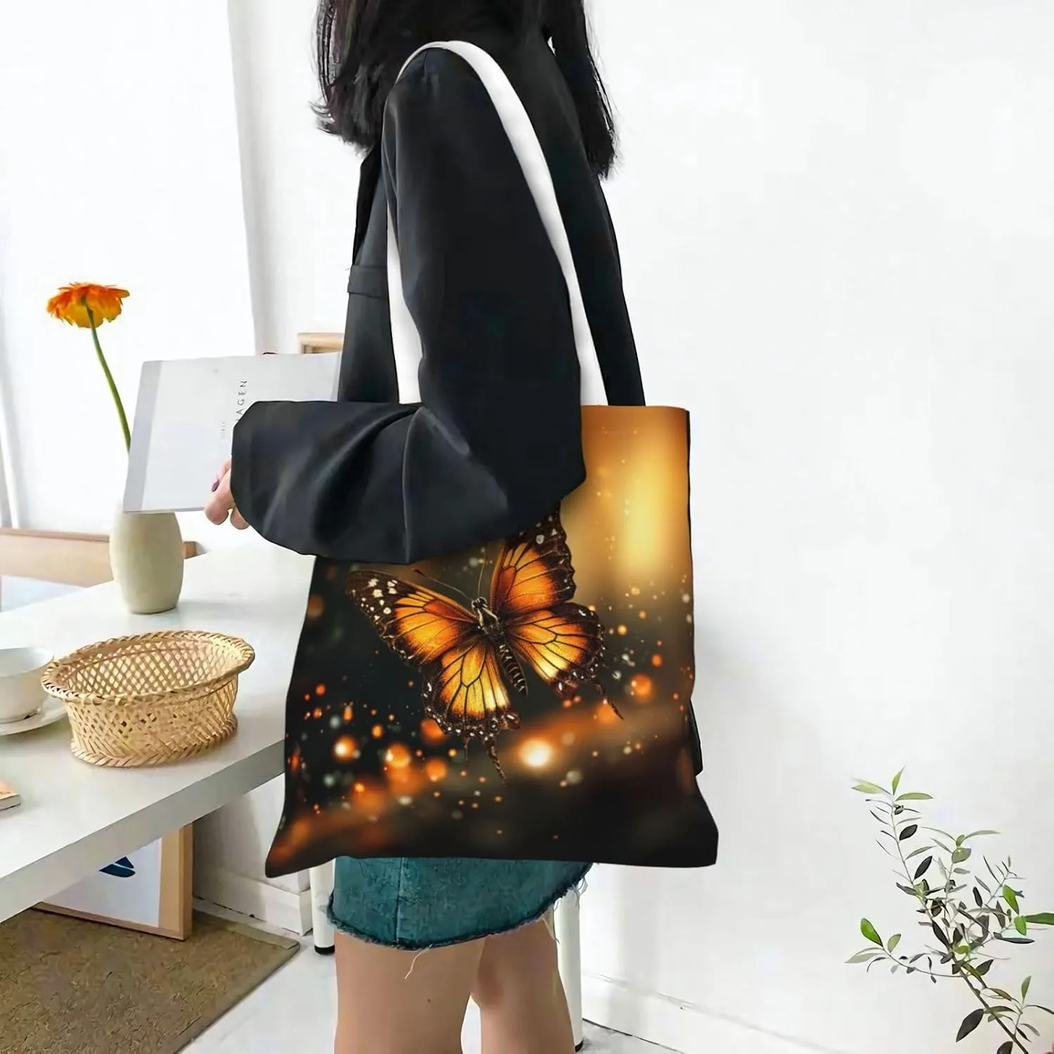 Canvas Tote Bag For Women Reusable Shopping Bag Casual Arch In Mallorca Spain Shoulder Bag Handbag For Travel