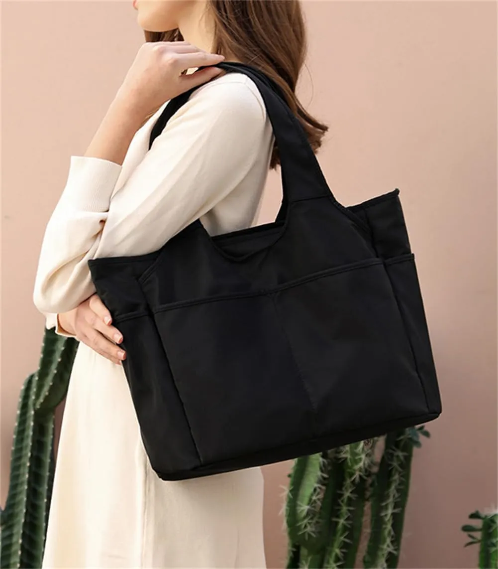Canvas Tote Bag for Women Waterproof Nylon Multi Pocket Shoulder Bags Laptop Work Bag Hobo Purse Handbag