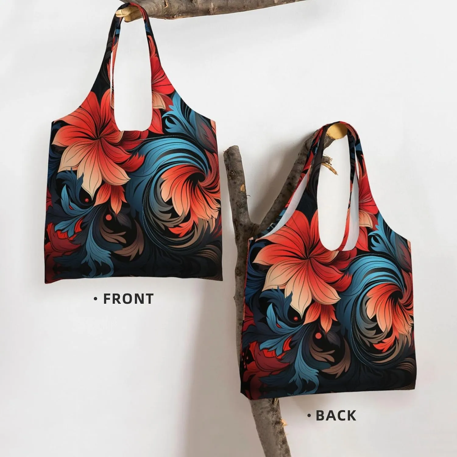 Canvas Tote Bag Lightweight Reusable Grocery Shopping Bag Red Shark Image Handbag for Women Men