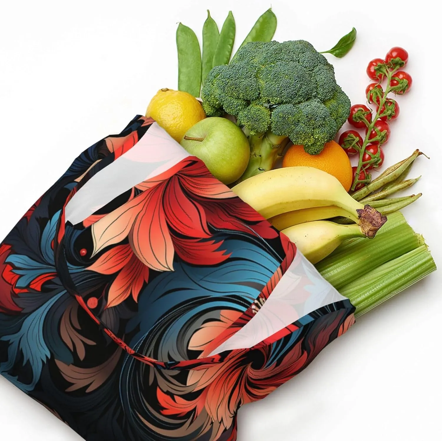 Canvas Tote Bag Lightweight Reusable Grocery Shopping Bag Red Shark Image Handbag for Women Men