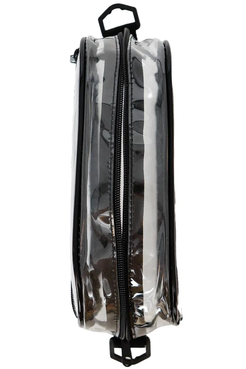 Cap Zone - Clear PVC Crossbody Messenger Travel Bag: Black
