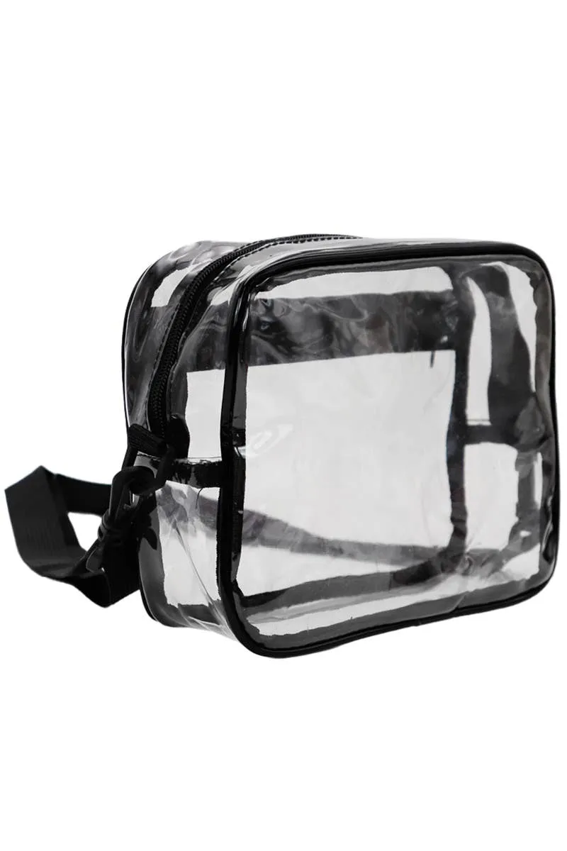 Cap Zone - Clear PVC Crossbody Messenger Travel Bag: Black