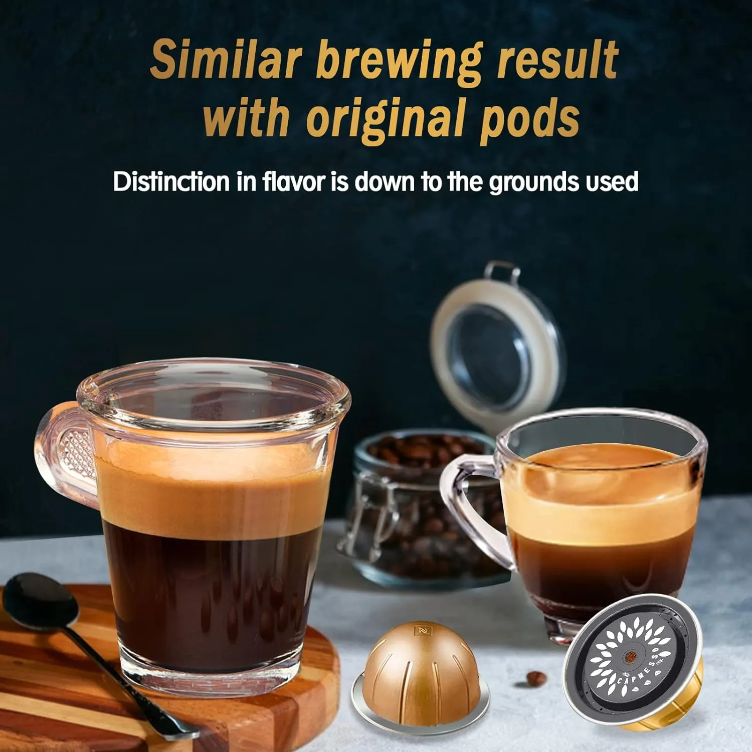 CAPMESSO Reusable Coffee Capsule Lids for Reusable Nespresso Pods Vertuo, Food Grade Silicone Caps for Any Sizes of Refillable Vertuo Pods with Scoop and Brush (5PCS Silicone Caps)