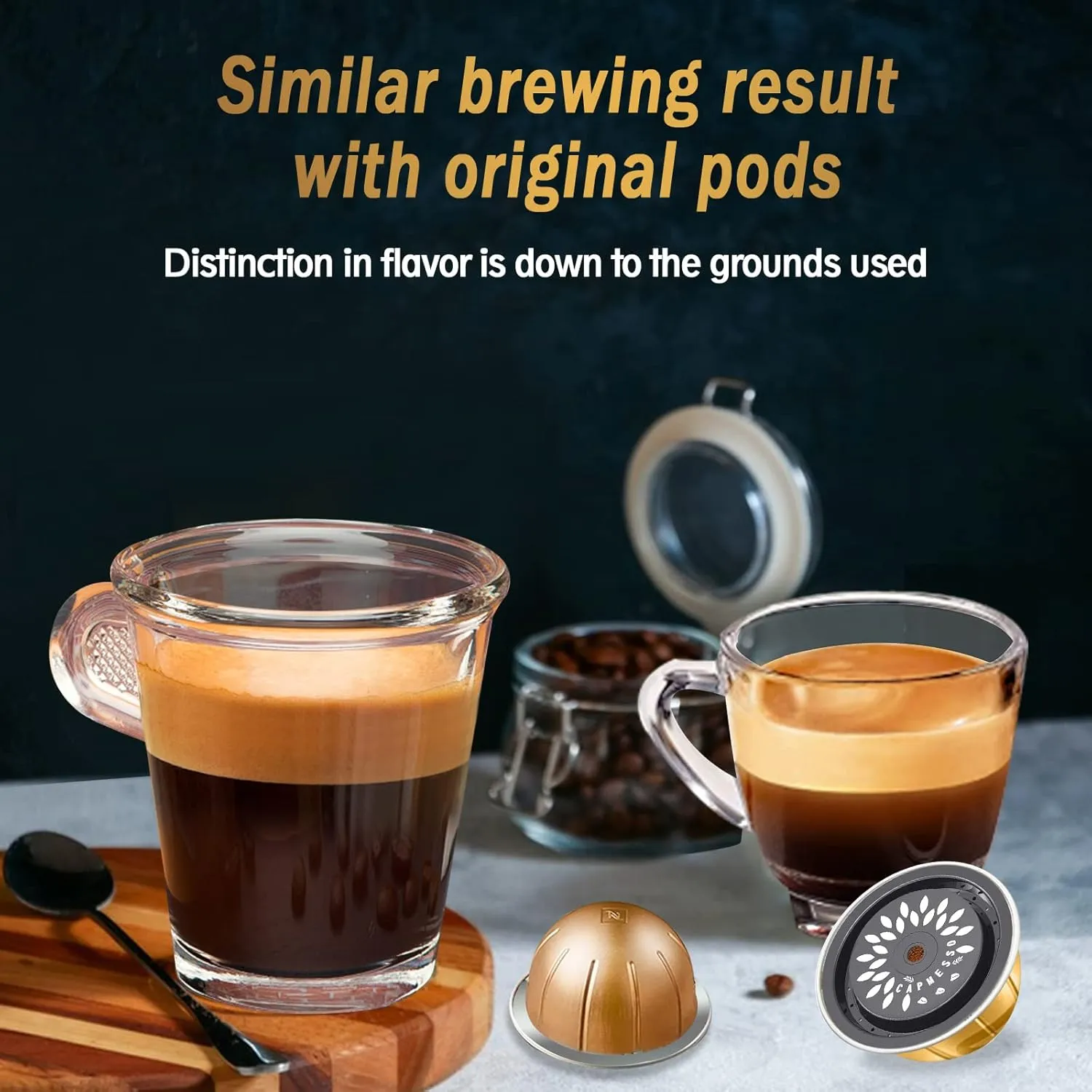 CAPMESSO Reusable Coffee Capsule Lids for Reusable Nespresso Pods Vertuo, Food Grade Silicone Caps for Any Sizes of Refillable Vertuo Pods with Scoop and Brush (5PCS Silicone Caps)