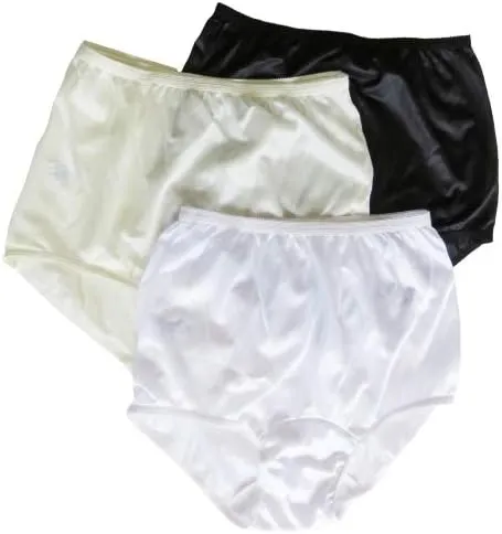 Carole Brand - Classic Nylon Panties For Women Full Cut, High Rise Briefs - Pack of 3 (New and Improved Fit)