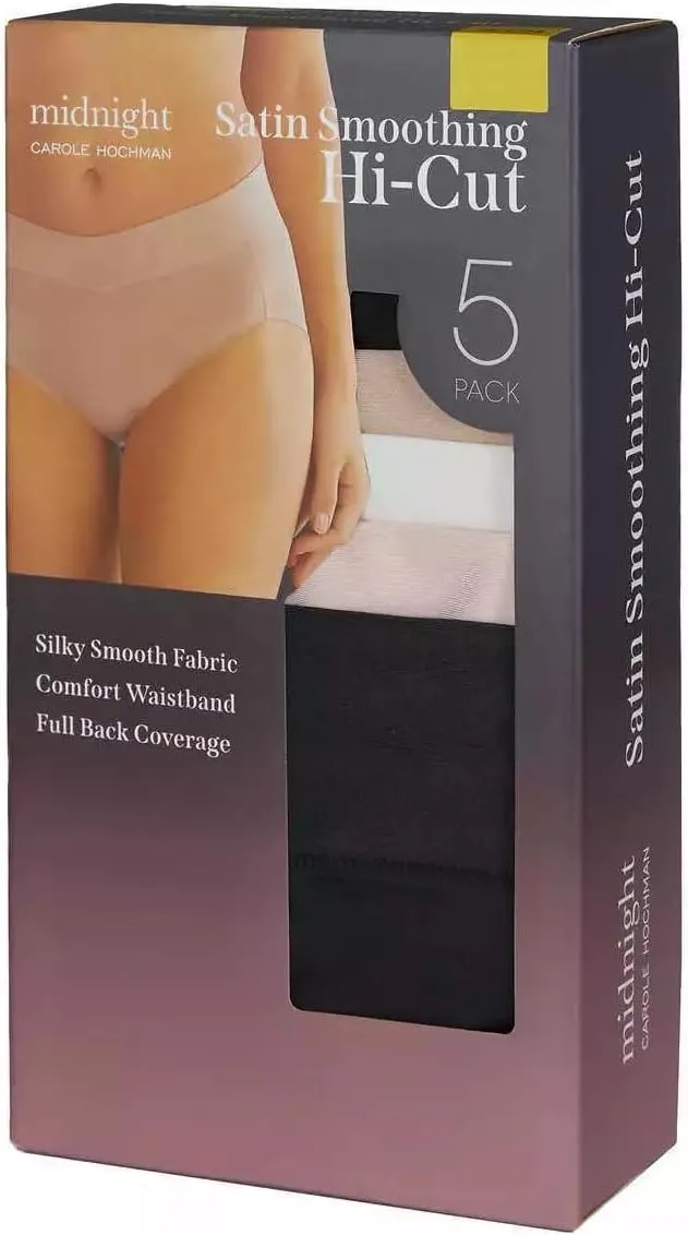Carole Hochman Womens 5-Pack Midnight Hi-Cut Brief