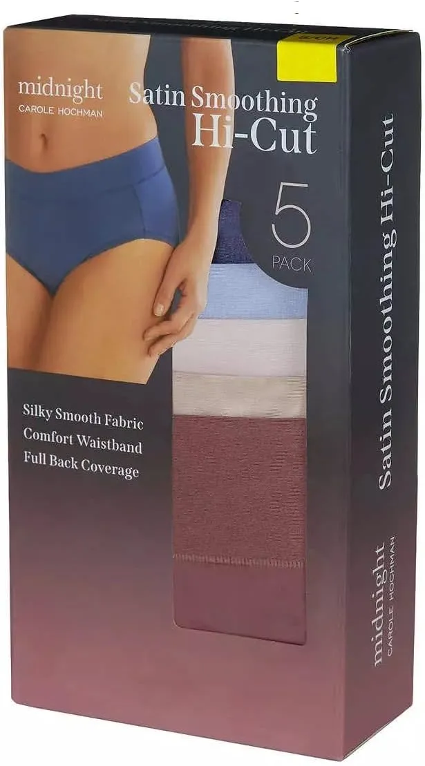 Carole Hochman Womens 5-Pack Midnight Hi-Cut Brief