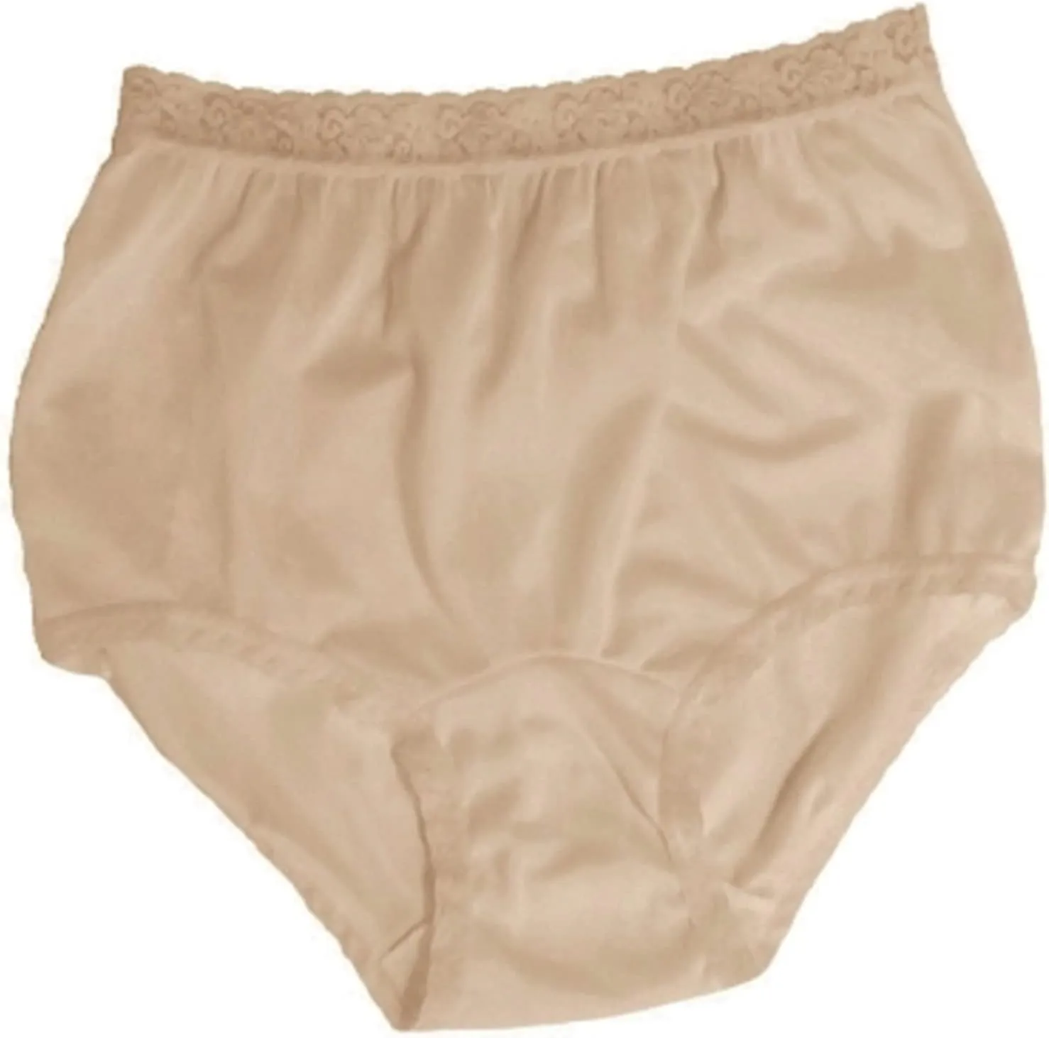 Carole Women's Nylon Lace Trim Panties Full Cut Briefs - Pack of 3