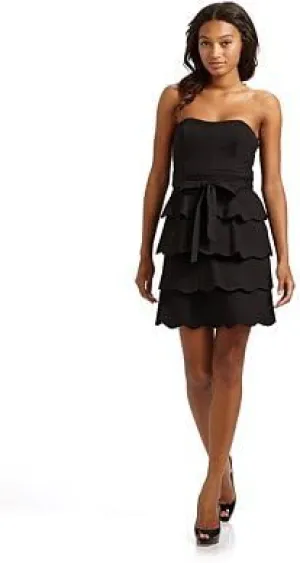 Caroline Strapless Scallop Dress/Black - Black