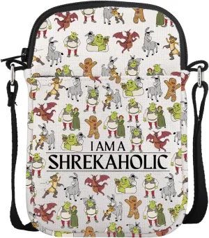 Cartoon Characters Crossbody Purse Bag Monster Movies Lover Gift Donkey and Puss In Boots Travel Zipper Pouch BFF Gift